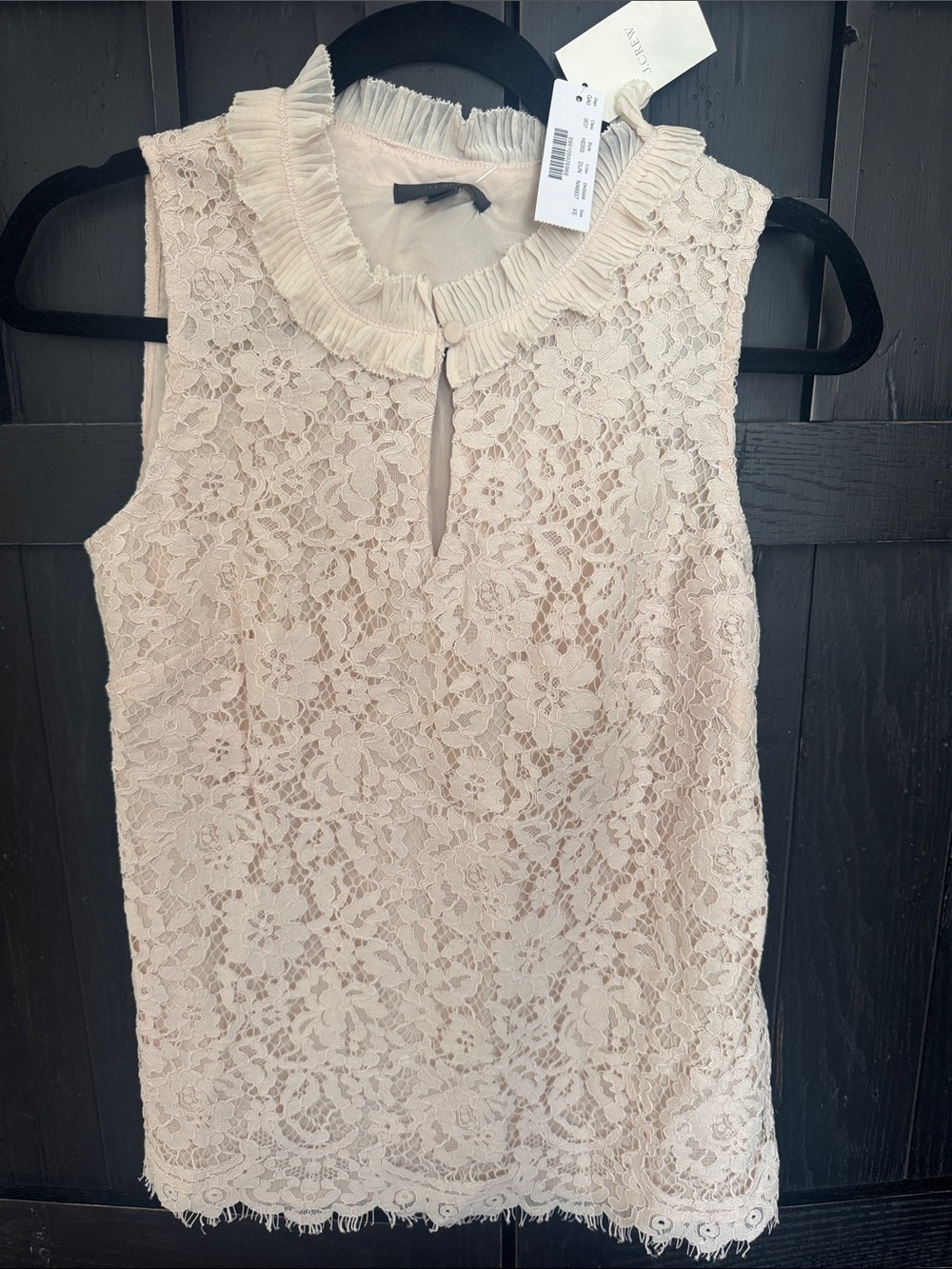 J. Crew Lace Sleeveless Ruffle Collar Top - Cream NWT